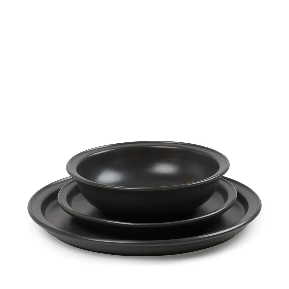 12-Piece Dinner Set - Onyx | Rustic Stoneware Plates & Bowls for Indoor & Outdoor Dining - Image 2