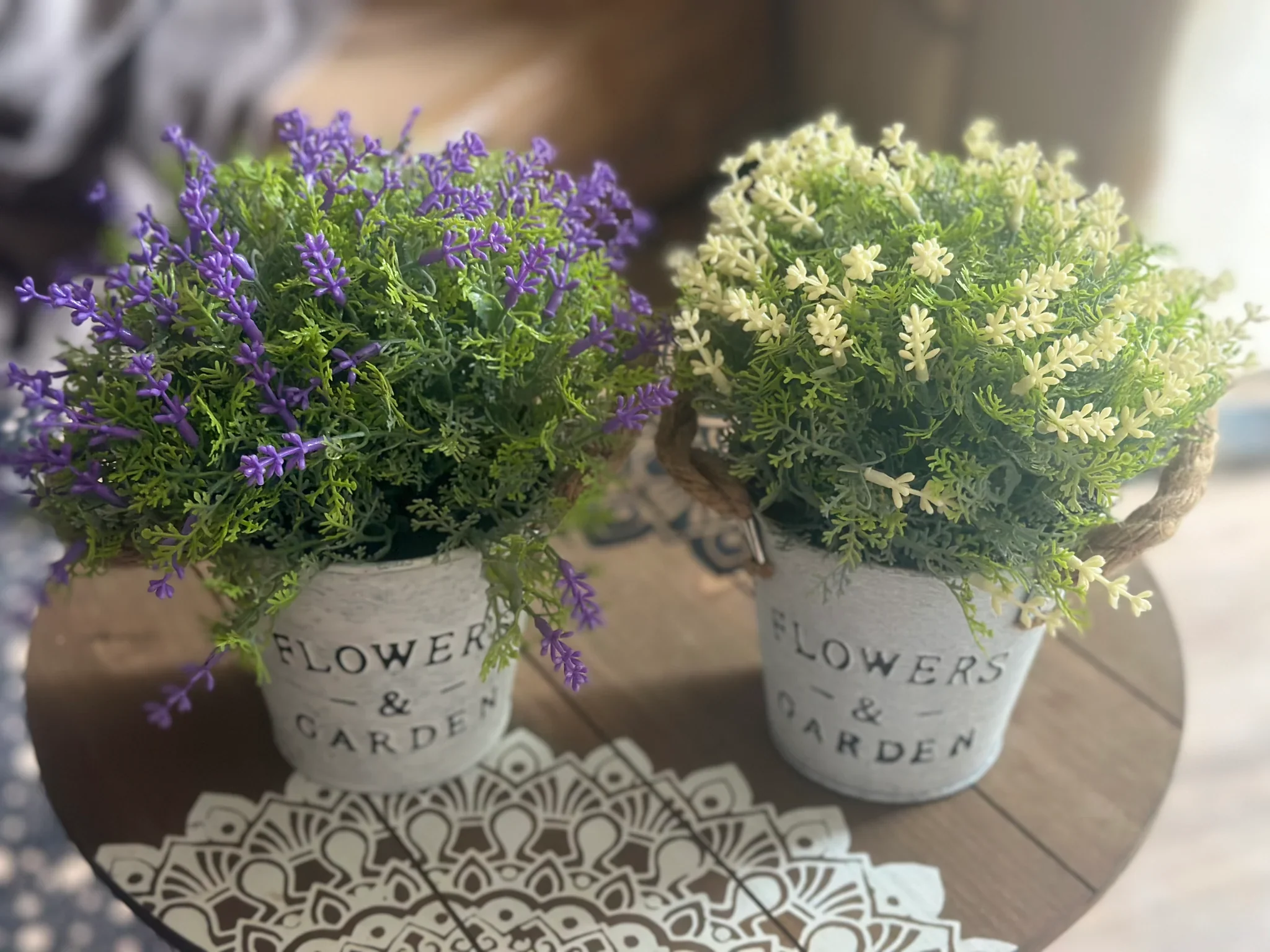 Potted Flowers with Rope Handle-19cm - Image 2