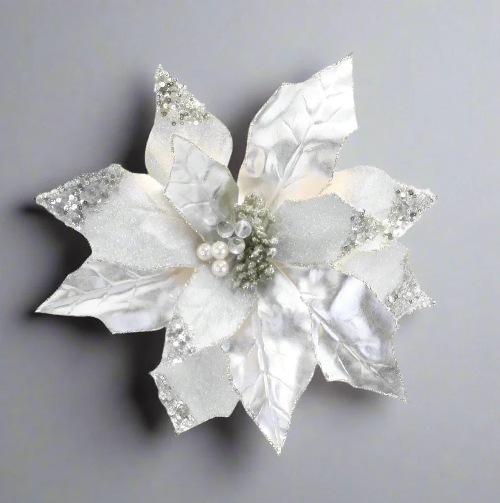 24 Xmas Glam Poinsettia Stem Flower Assort 60cm - Image 4