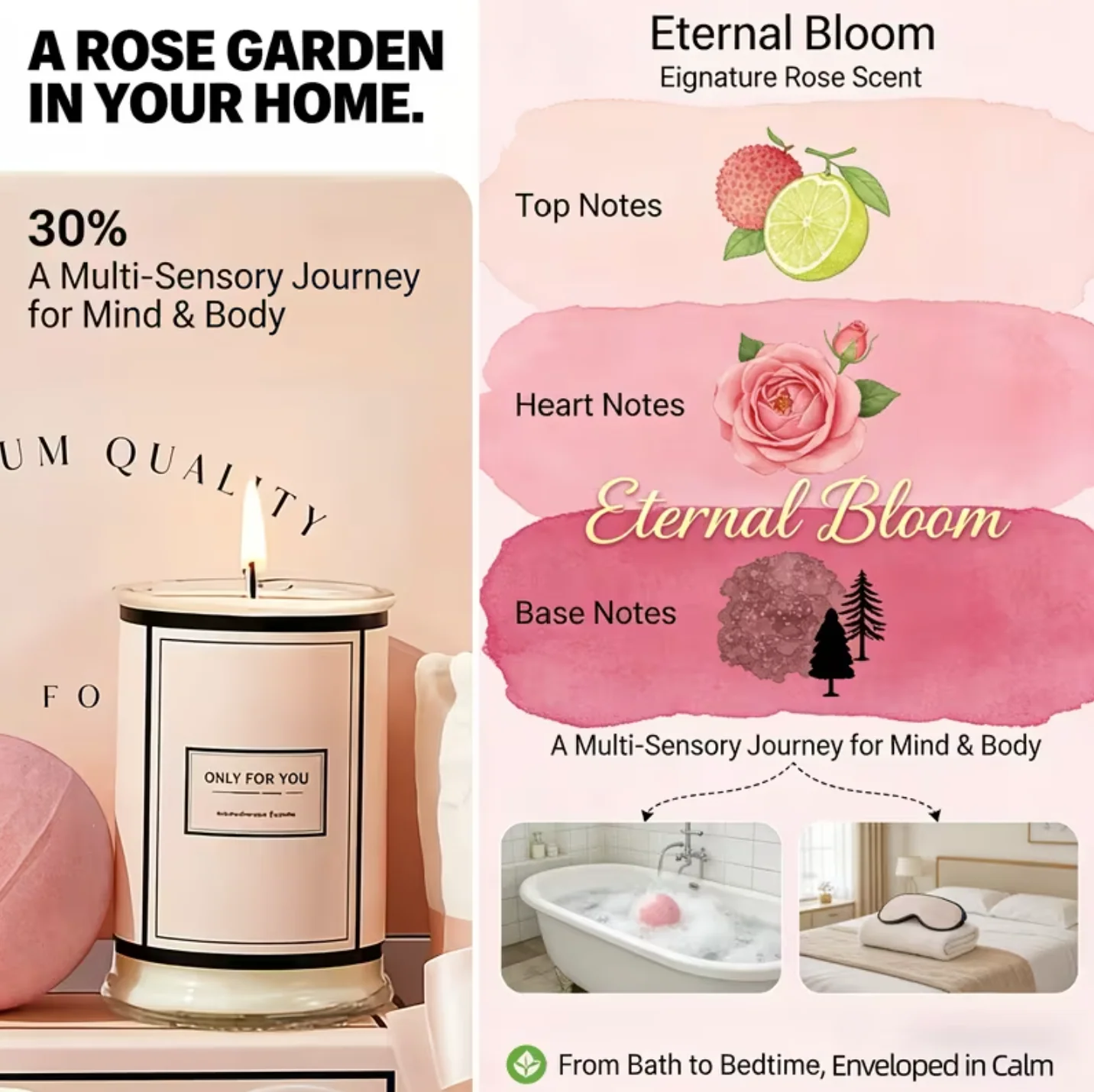 Luxury 7-in-1 Self Care Gift Set (Hamper)– Rose Spa Pamper Box - Bath Bomb, Candle, Tumbler, Silk Eye Mask & More "Gift for Her" - Image 4