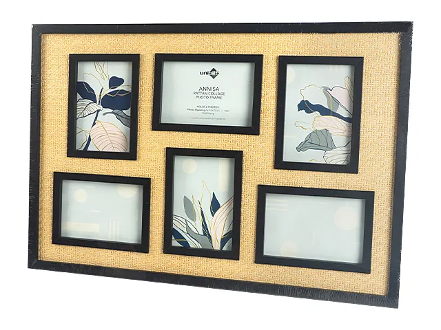 Annisa Rattan Multi-Photo Frame – 6(10x15cm) | Black & Natural Wall Frame
