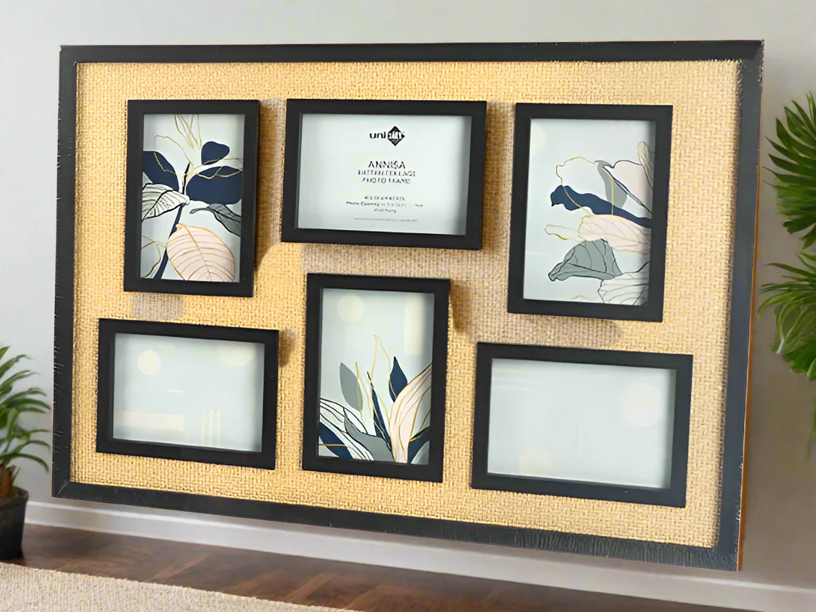 Annisa Rattan Multi-Photo Frame – 6(10x15cm) | Black & Natural Wall Frame - Image 2
