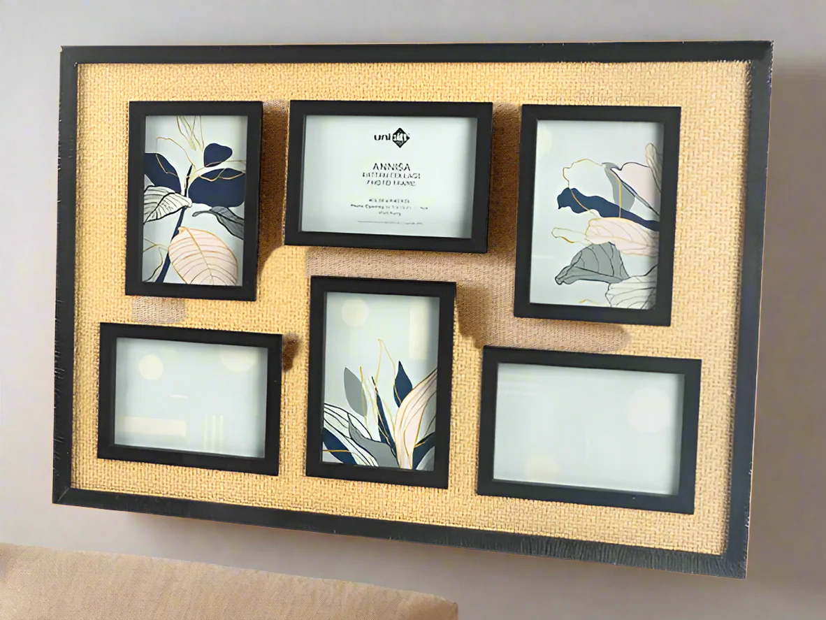 Annisa Rattan Multi-Photo Frame – 6(10x15cm) | Black & Natural Wall Frame - Image 3