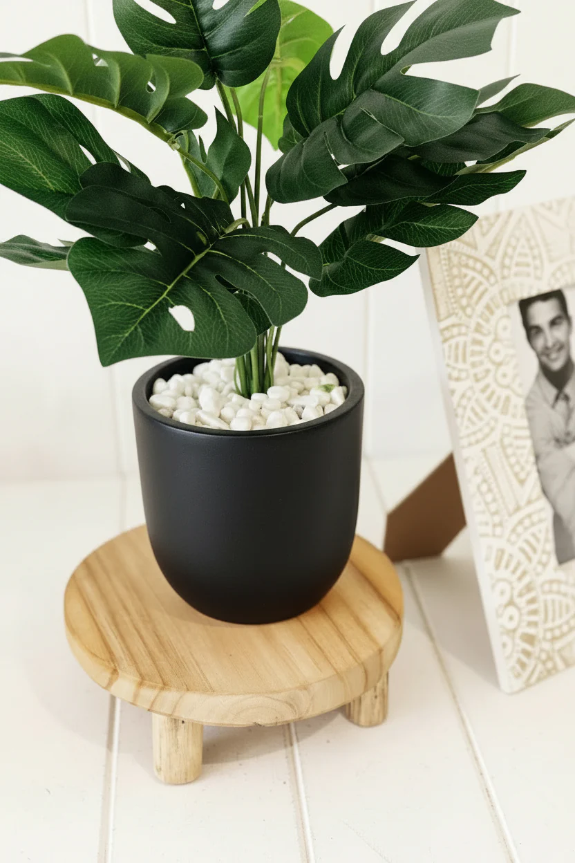 Artificial Ferns in White Moroccan Style Pot - Image 2