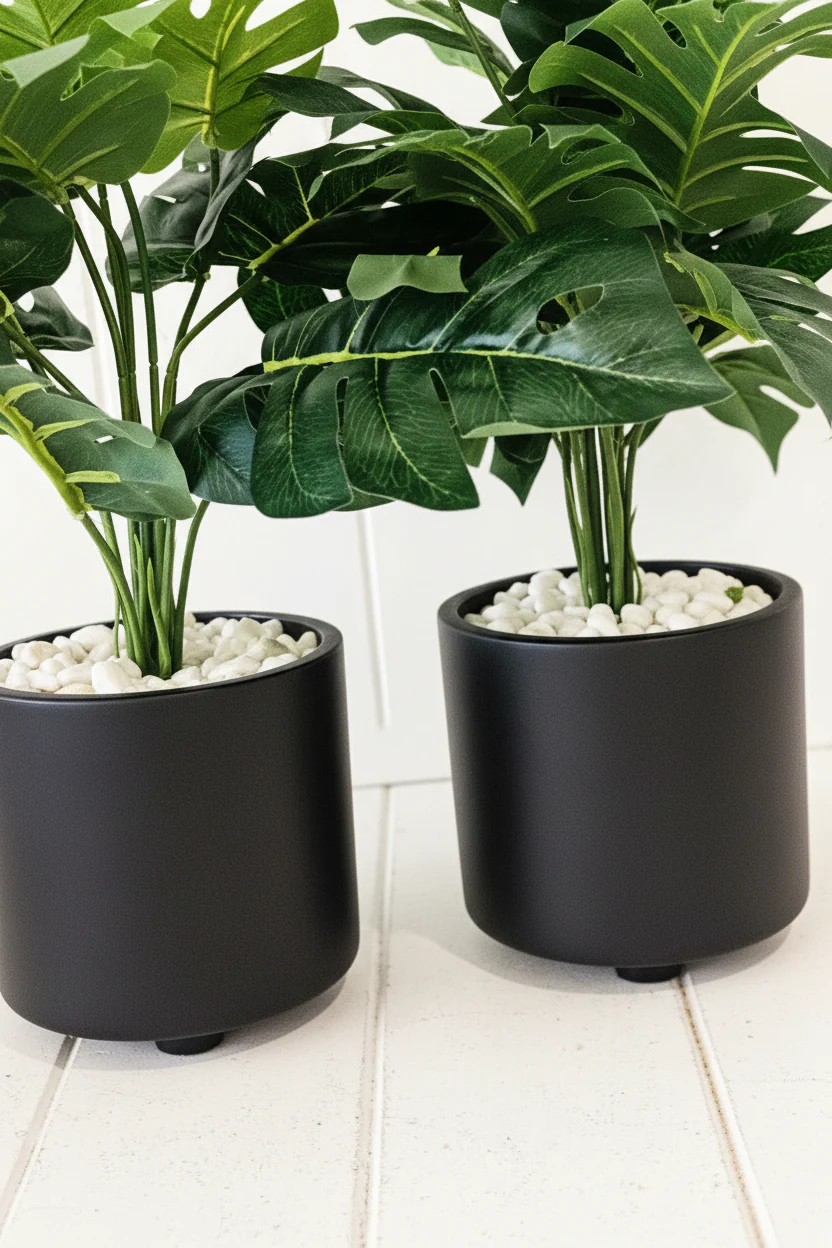 Artificial Ferns in White Moroccan Style Pot - Image 3