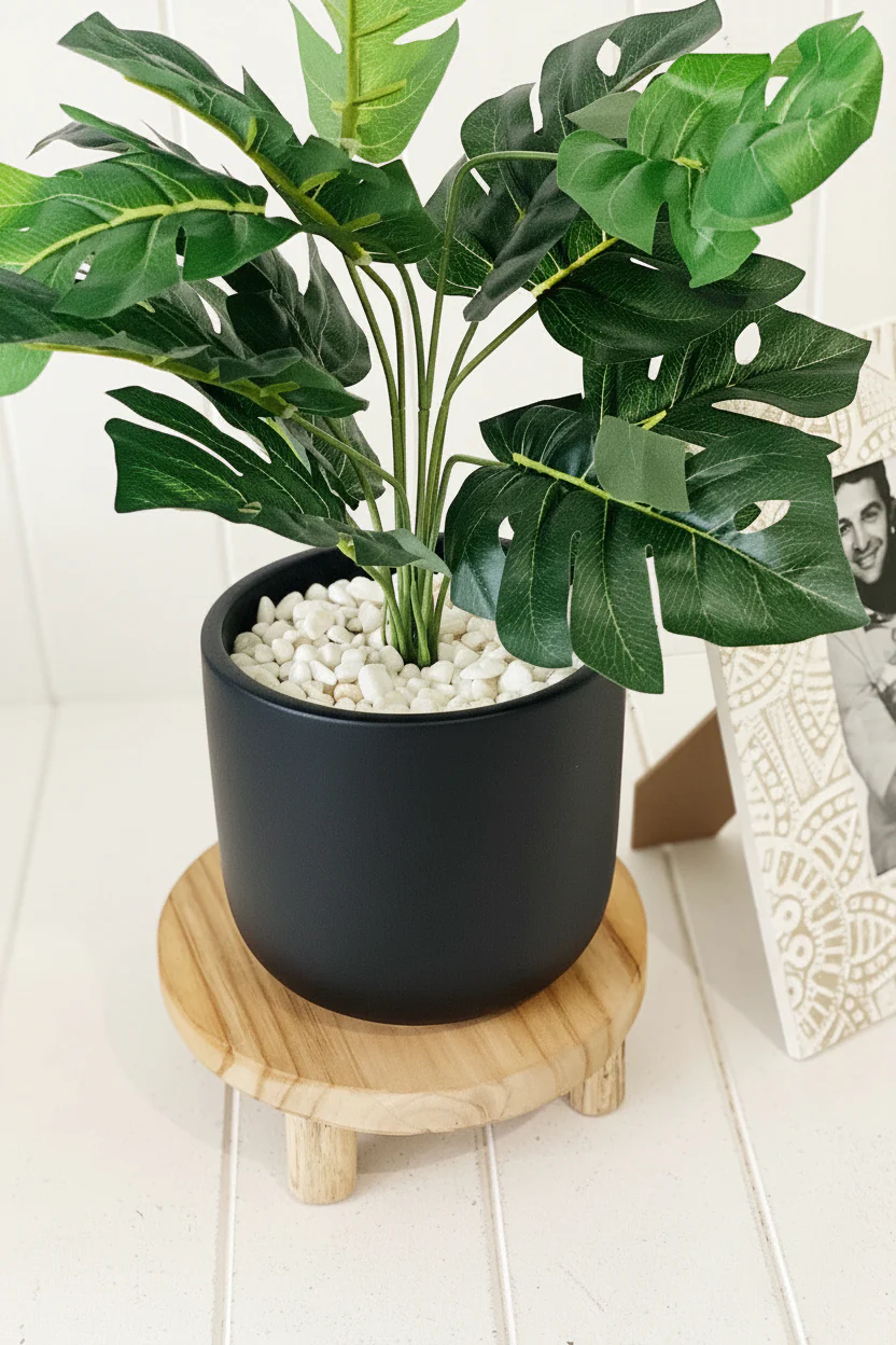 Artificial Ferns in White Moroccan Style Pot - Image 5
