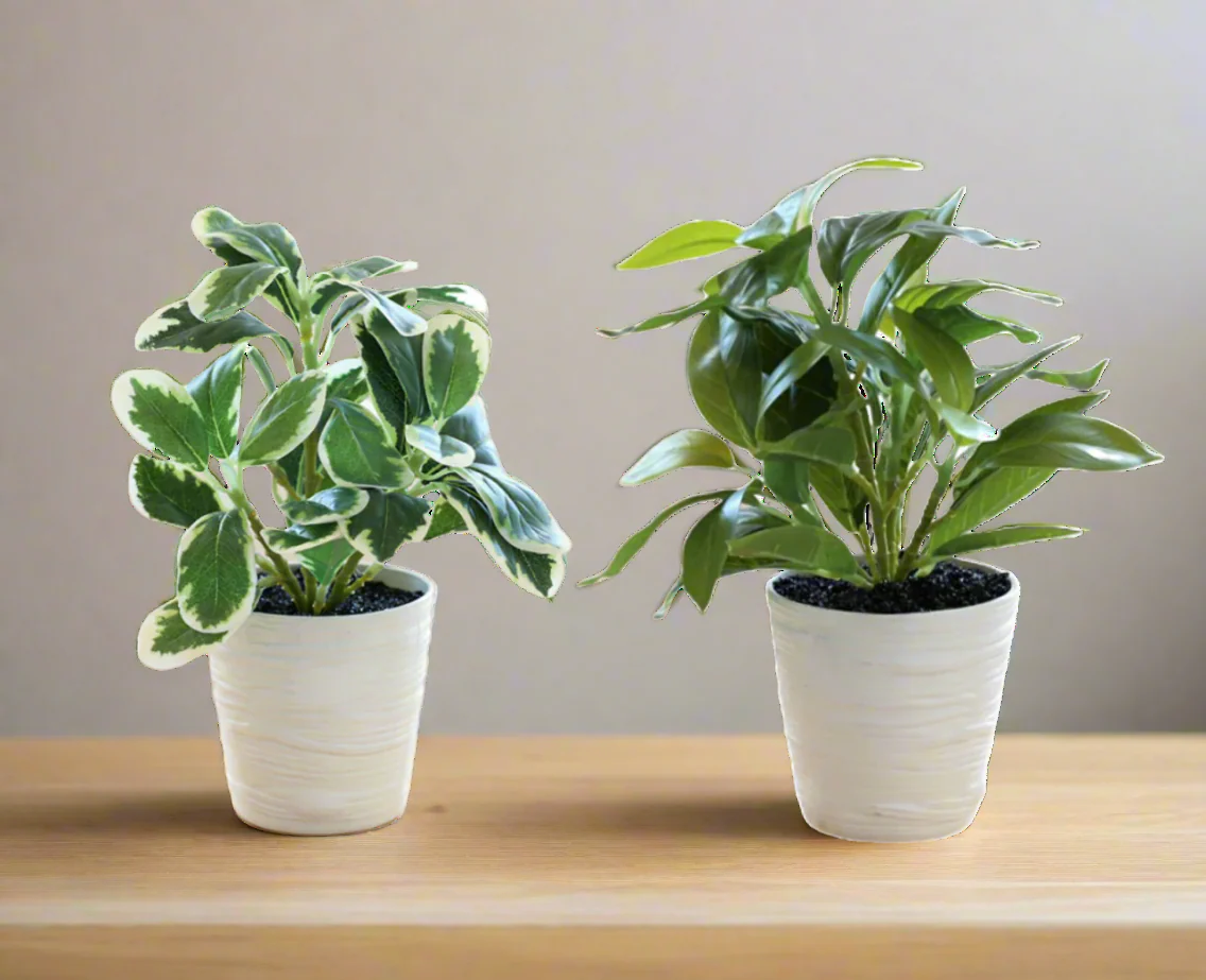 Artificial Green Leaf Pot - 28 cm - Image 4