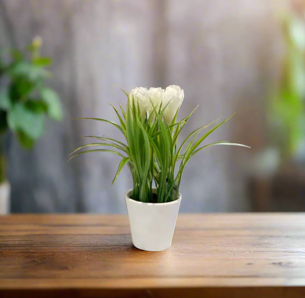 Elegant Artificial Flowering Plant in Plastic Pot – 23cm - Image 3