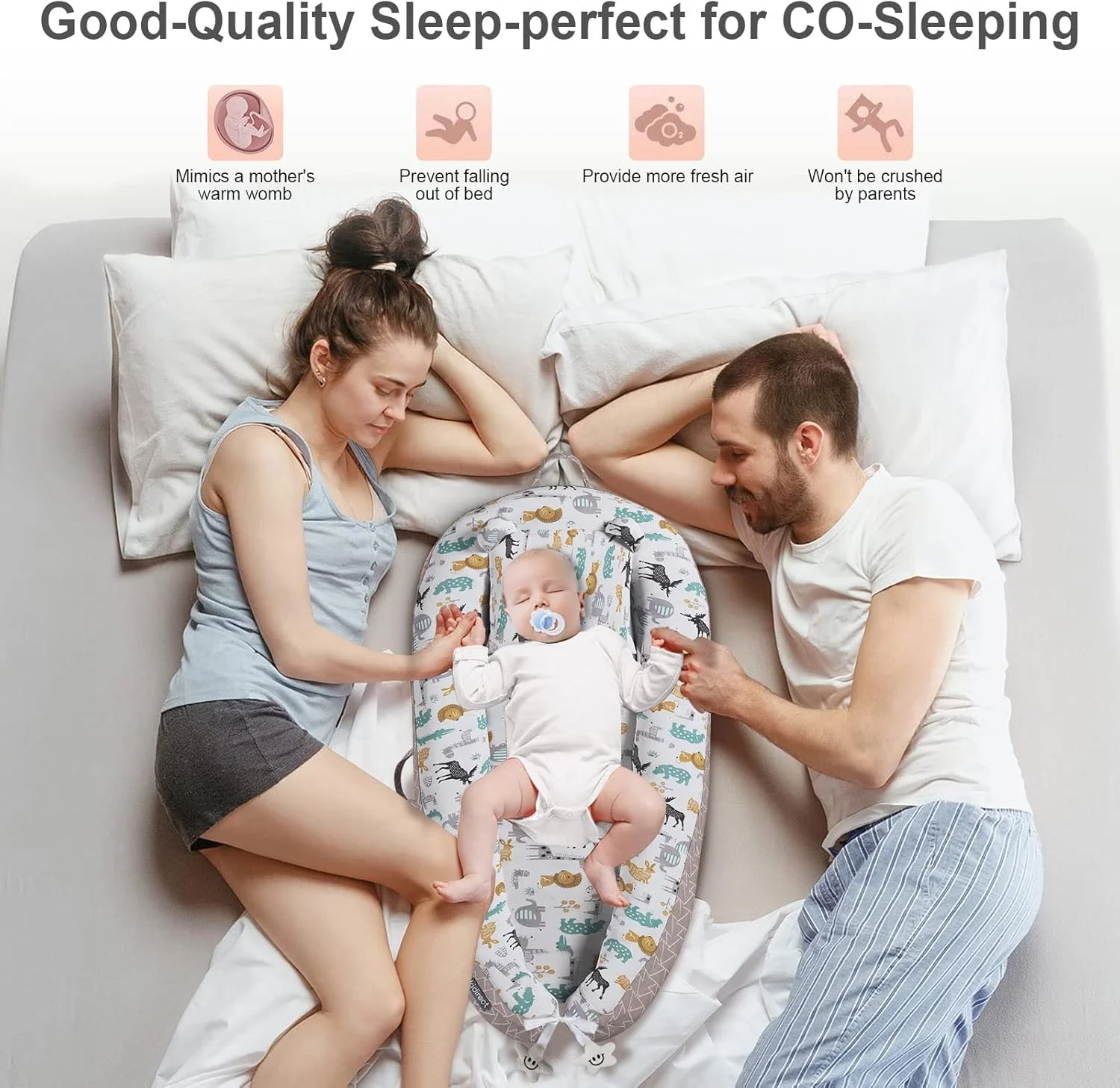 Baby Nest, Baby Lounger, Baby bed for Infant & Newborn Babies, 100% cotton - Cuteably - Image 14