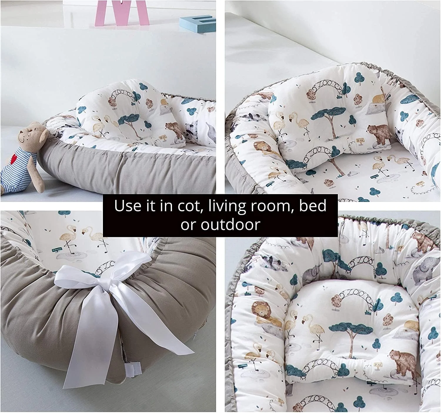 Baby Nest, Baby Lounger, Baby bed for Infant & Newborn Babies, 100% cotton - Cuteably - Image 15
