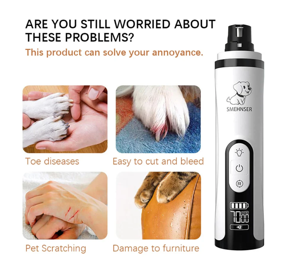 BLISS Pet Nail Grinder – 2-Speed Rechargeable Electric Nail Trimmer for Dogs & Cats - Image 3