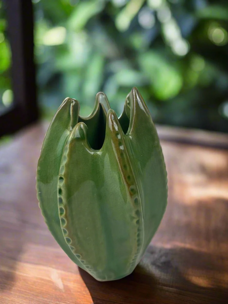 Cactus Ceramic Vase in Green - Image 2