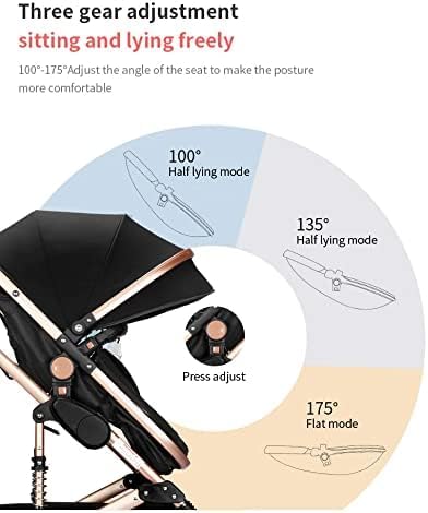 Cuteably® Baby Pram - 3 in 1 Pram Bassinet with Push Chair Set - BLACK - Image 3