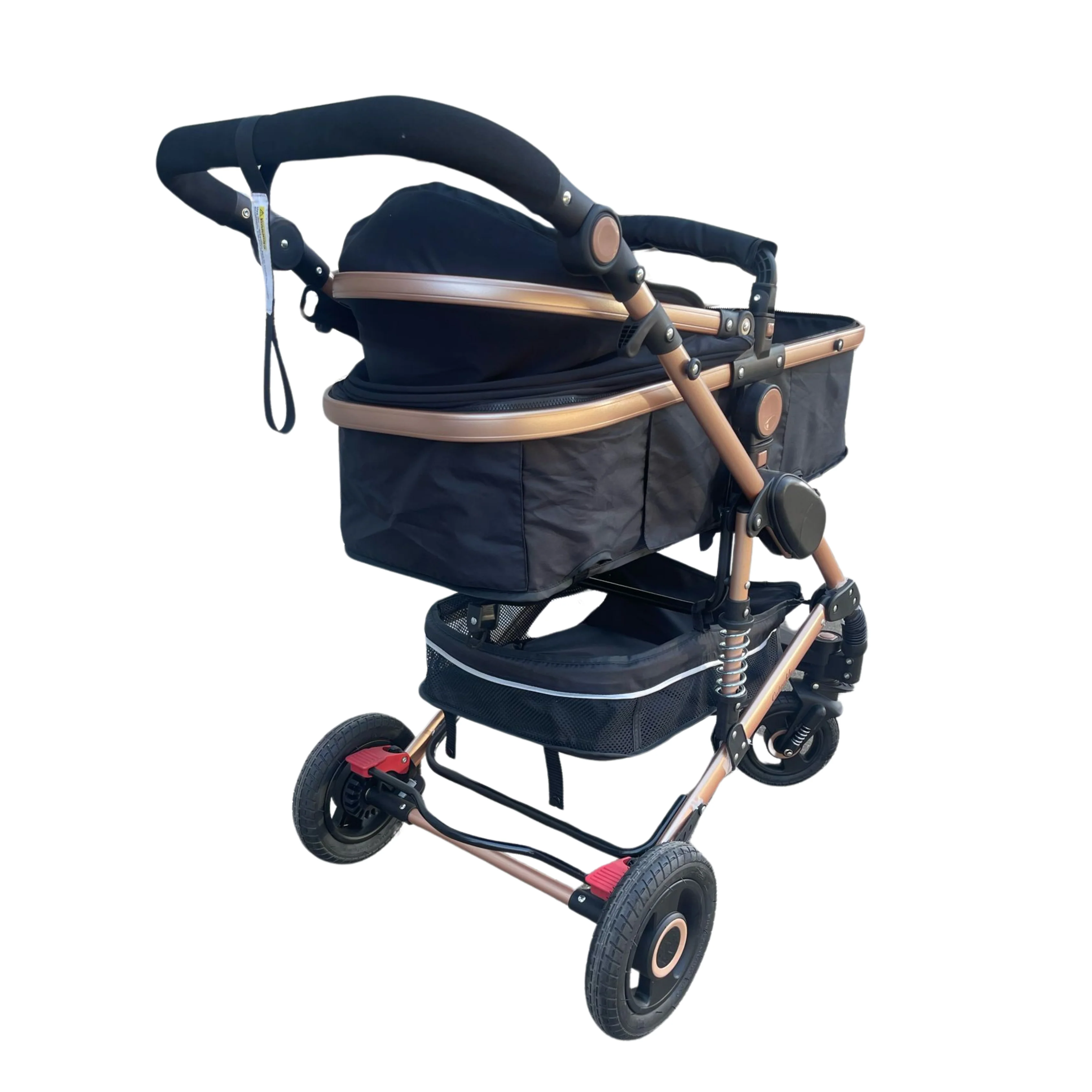 Cuteably® Baby Pram - 3 in 1 Pram Bassinet with Push Chair Set - BLACK - Image 9