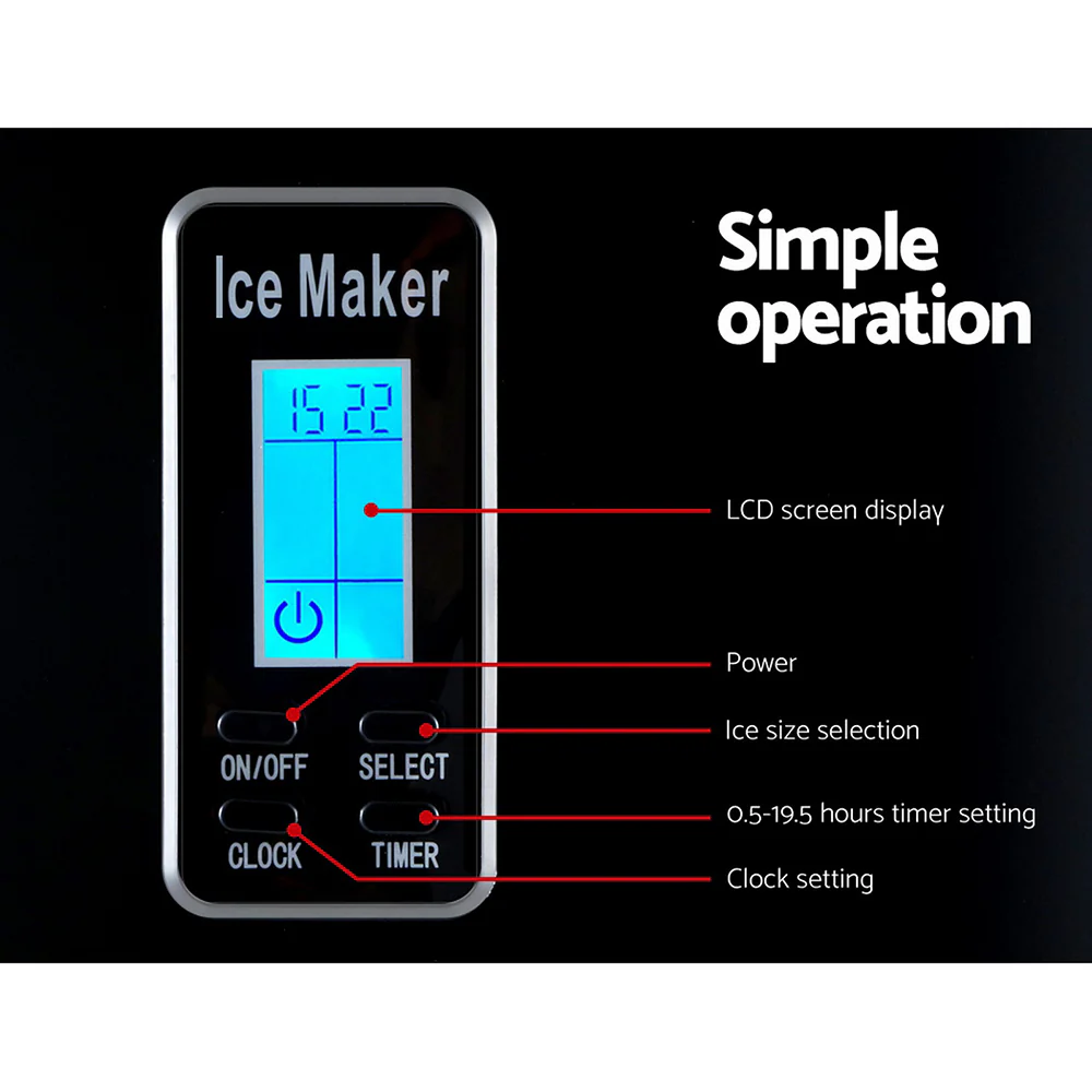 DEVANTI 3.2L Portable Ice Cube Maker Machine Benchtop Counter Black - Image 6