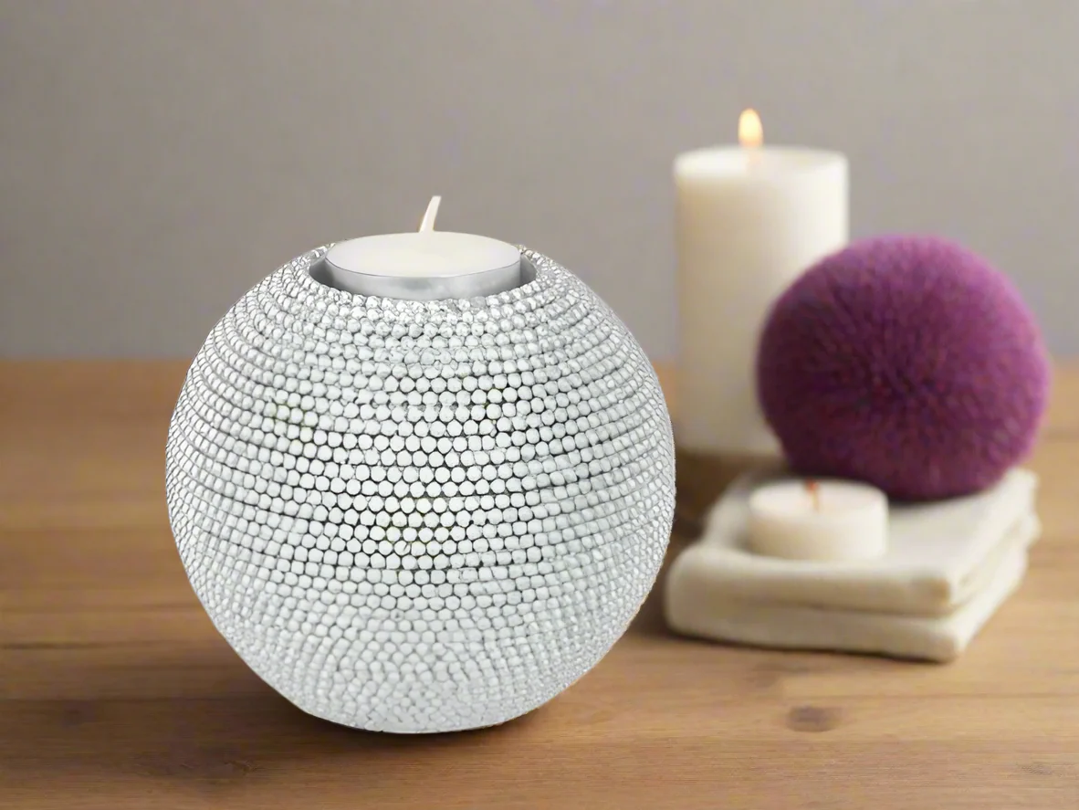 Elegant Silver Ball Tealight Holder - 9cm - Image 2