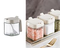 GLASS SEASONING JAR WITH SPOON 300ML