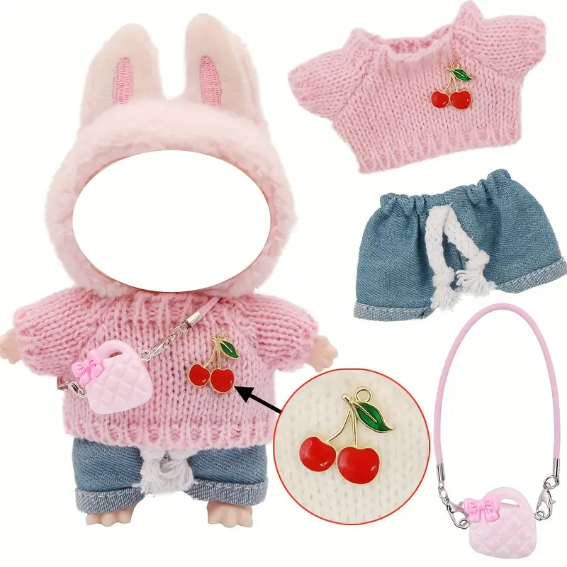 Labubu The Monsters Plush Doll Clothes Set – Overalls, Hat & Camera (No Doll)