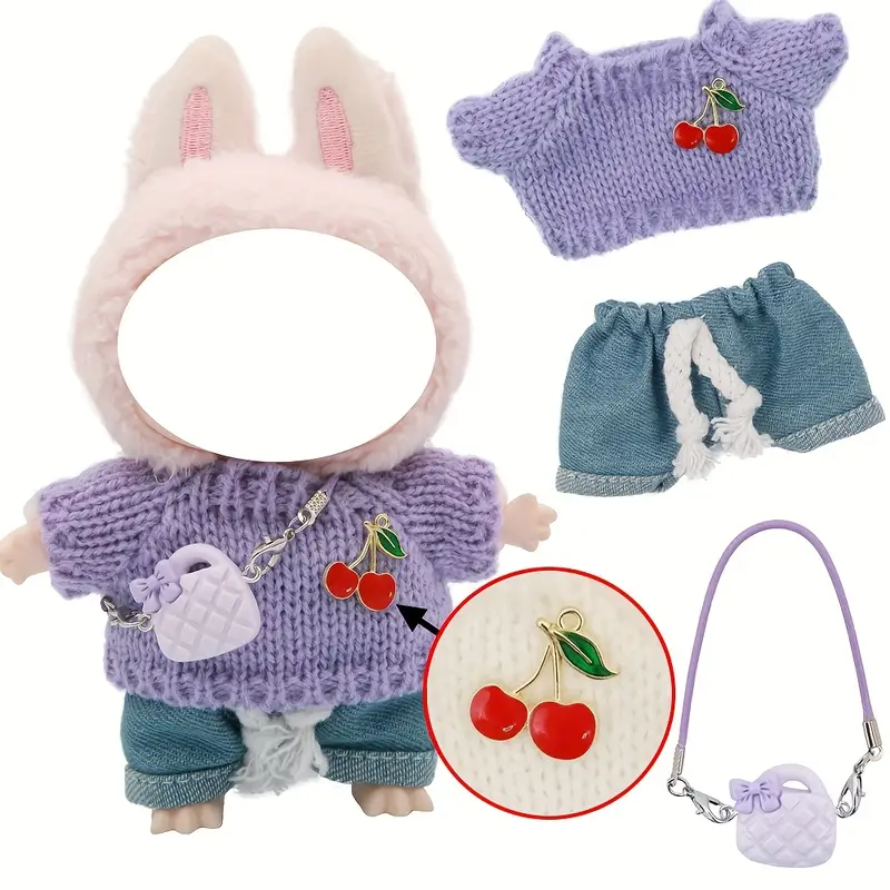 Labubu The Monsters Plush Doll Clothes Set – Overalls, Hat & Camera (No Doll) - Image 7