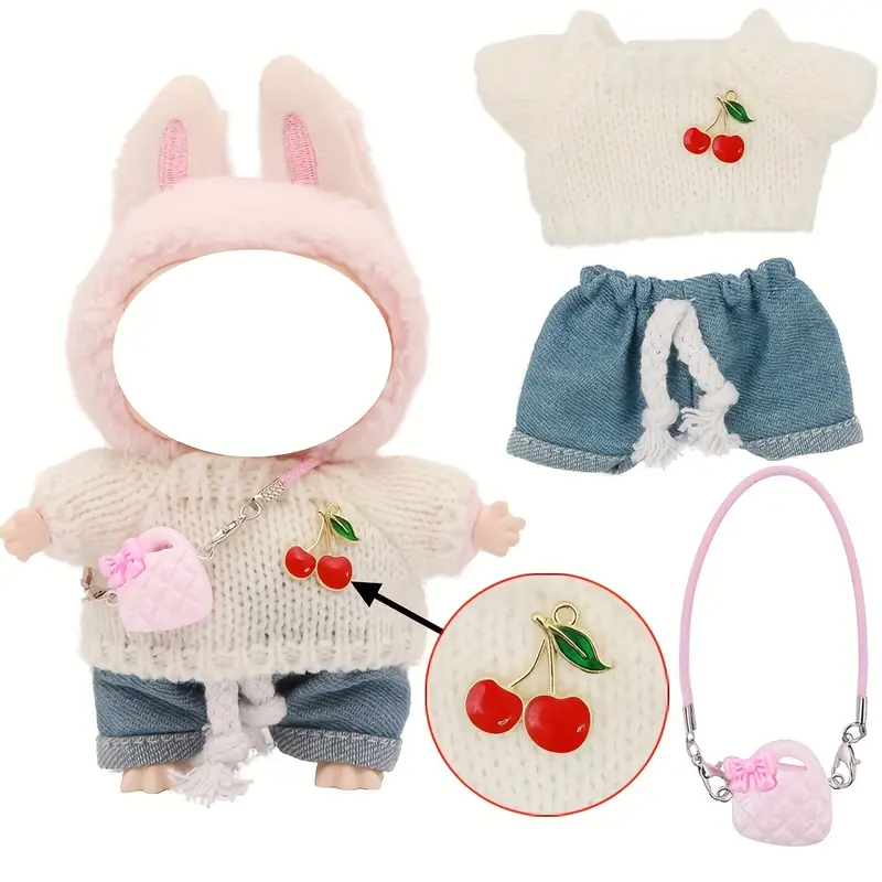 Labubu The Monsters Plush Doll Clothes Set – Overalls, Hat & Camera (No Doll) - Image 8