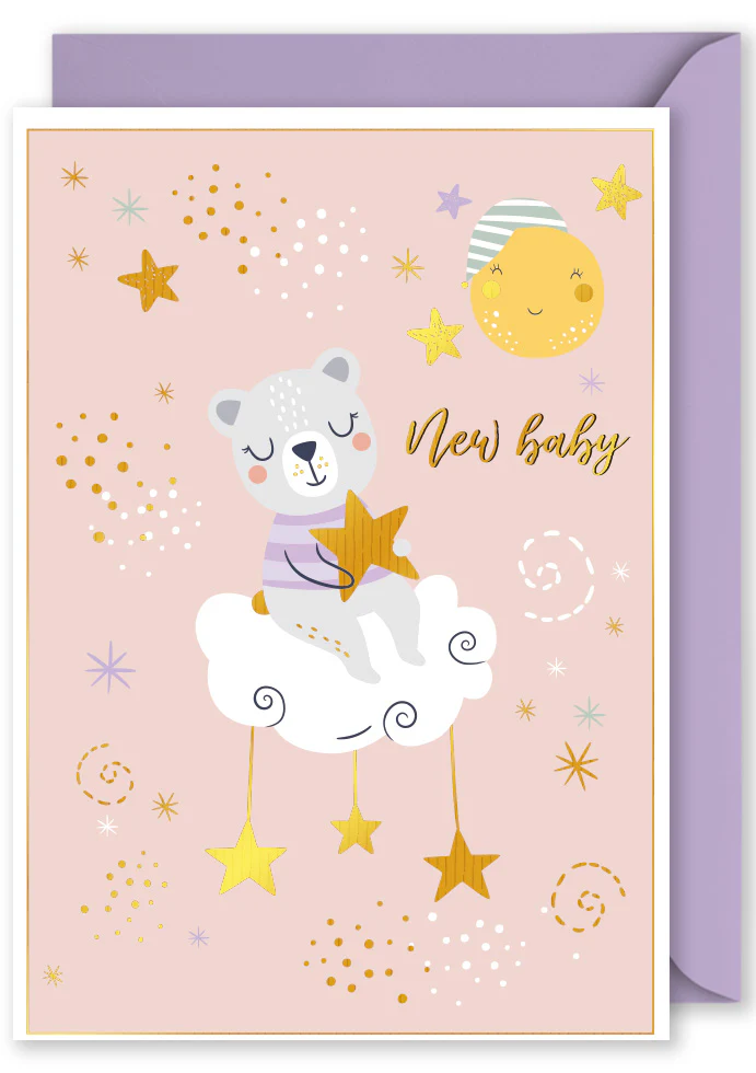 Oak Press Foiled Vertical Card: OP1272 New Baby Girl