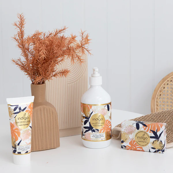 Organic Shea Butter Soap in Tropical Lychee - Orange Palm Pattern - Image 2
