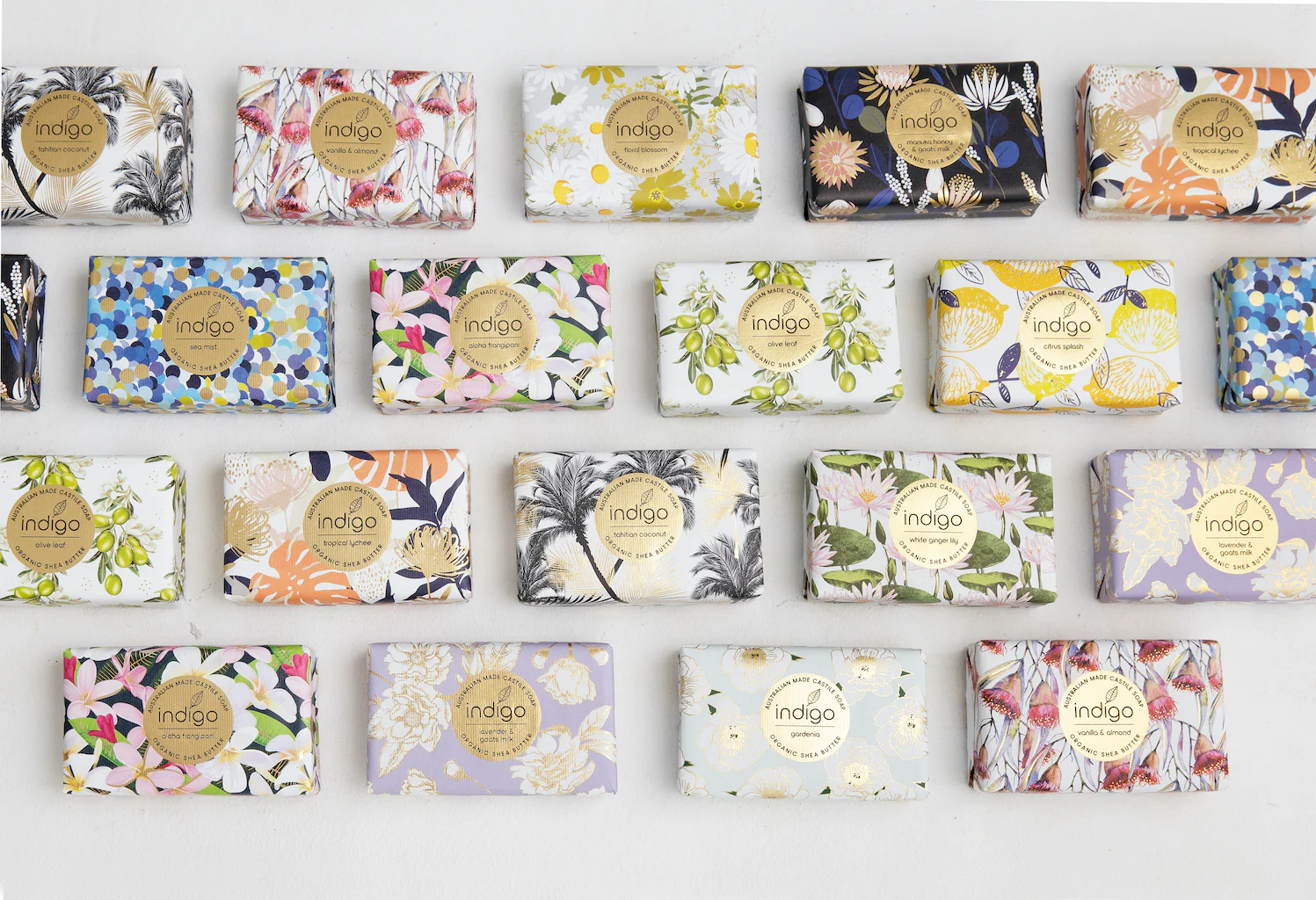Organic Shea Butter Soap in Tropical Lychee - Orange Palm Pattern - Image 4