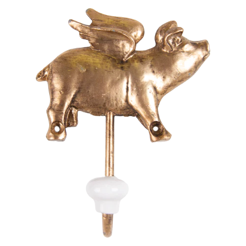 Flying Pig Wall Hook – Antique Gold - Image 3