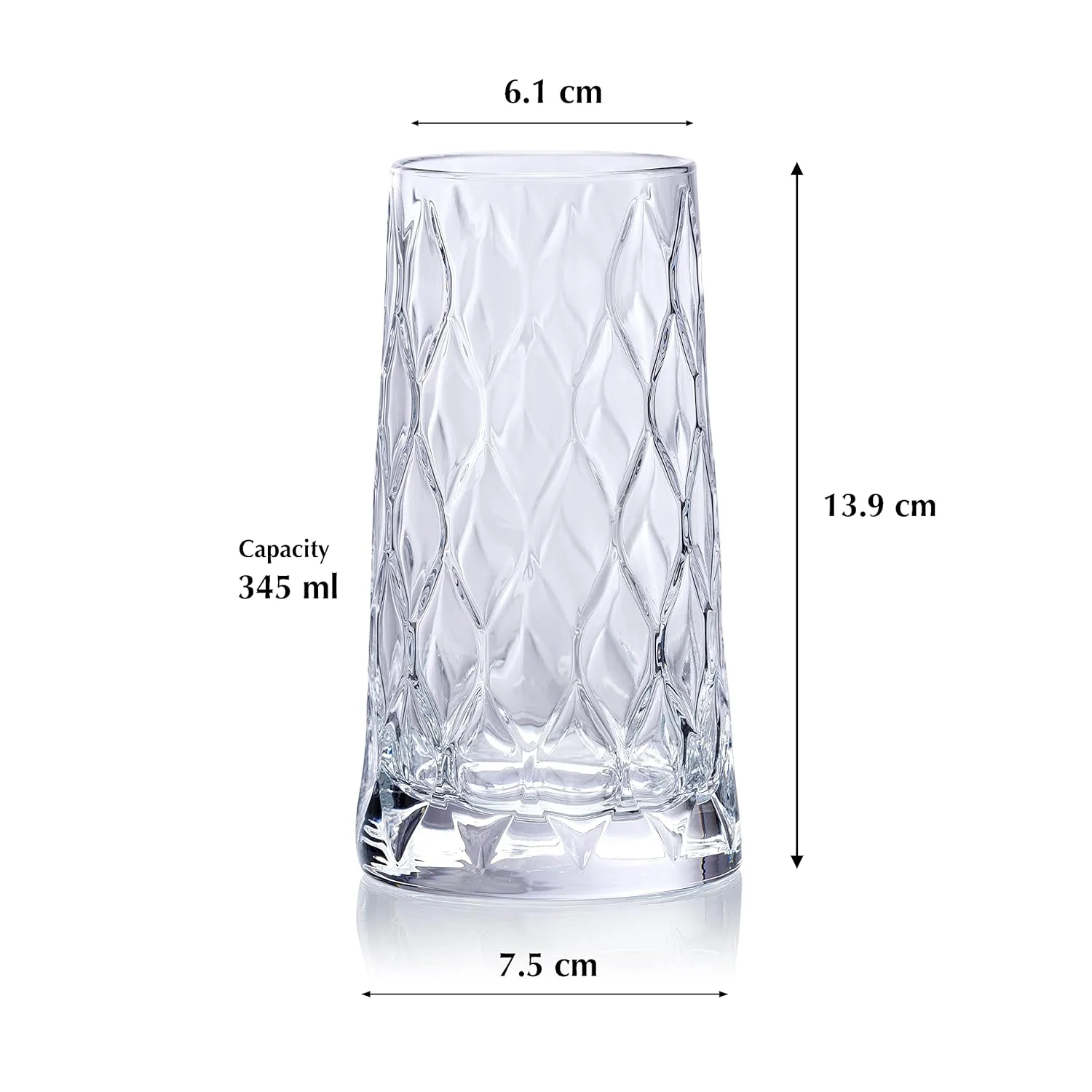 Pasabahce Leafy Long Drinking Glass 83x150mm/350ml (Box of 4) - Image 2