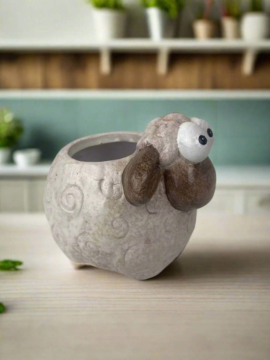 Ceramic Sheep & Cat Planter -12x11cm - Image 6