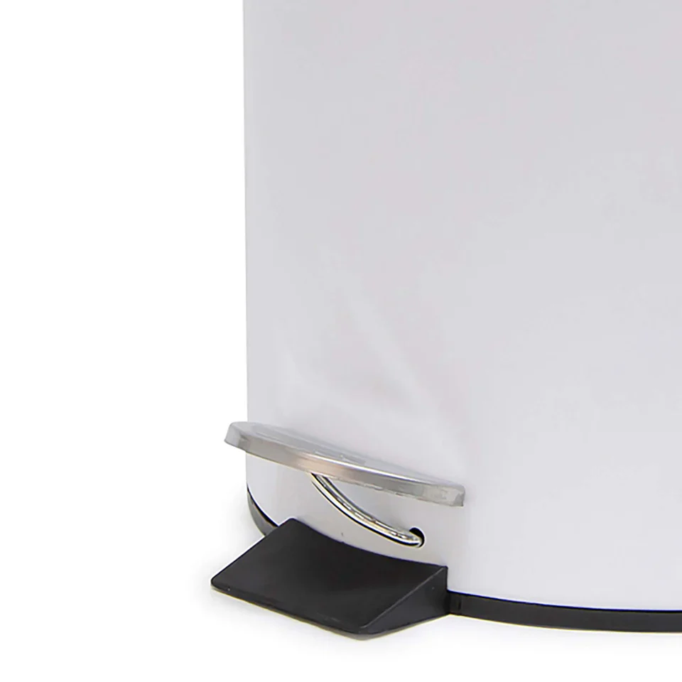 Suds Pedal Bin 5L(30cm) - White | Modern Metal Bathroom & Desk Bin | Hands-Free Waste Solution - Image 3